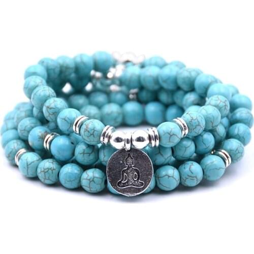 ASHMITA 2019 Howlite 108 Bracelet Natural Stone Buddha Tiger Eye Jewelry Man Fashion Gift For Women