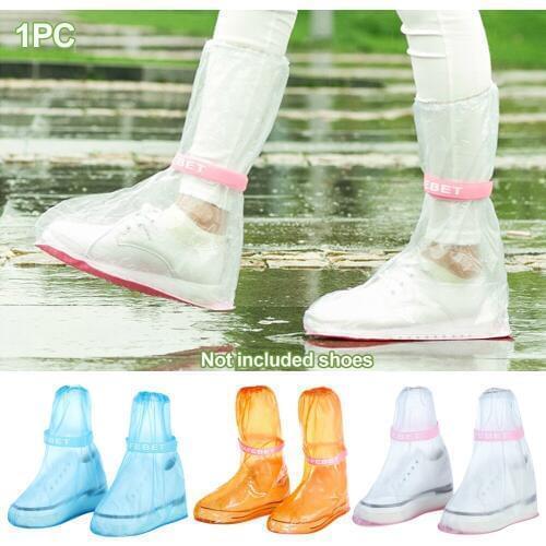 1pair Rain Shoe Covers Ribbon High-Top Anti-Slip Reusable Rain Shoes Case Unisex Waterproof Protector Shoes Boot Cover J0126