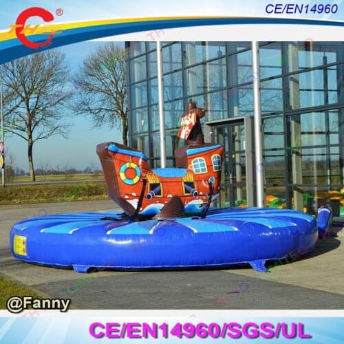 Free ship to door, 5m-17ft diameter pirateship inflatable bull riding game, popular bull rodeo inflatable sport game for kids