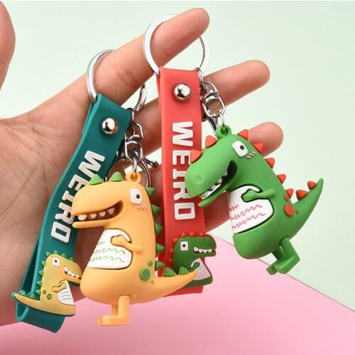 Cartoon Resin Green Dinosaur Key Chain KeyRing Key Holder for Women Bag Animal Pendant Keychain Women Wedding Party Gift