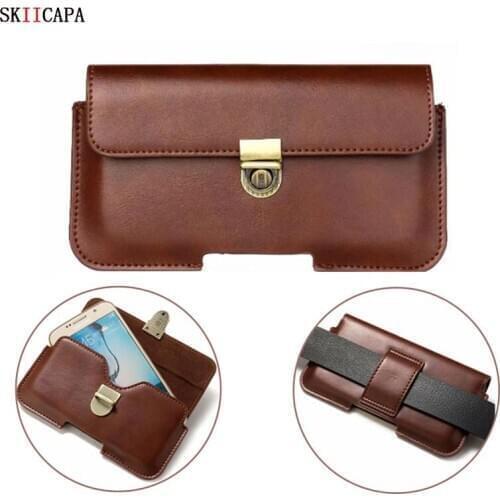 Genuine Leather Belt Clip Phone Cover for Redmi POCO X3 F2 Pro Note 9S Leather Case Waist Bag for CC9 Pro Universal Phone Pouch