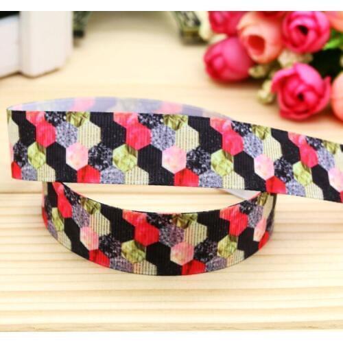 DHK 7/8'' 5yards glitz glam printed grosgrain ribbon headwear hair bow diy party decoration OEM Wholesale 22mm E1007