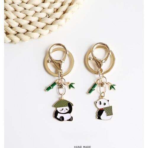 Friends Gadgets For Men Personalized Gift Car Keychain Llaveros Originales Cute Panda Keychain Couple Gift Bamboo Keyring