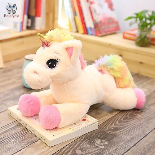 BOLAFYNIA Unicorn Rainbow Horse children plush Toy pillow baby kids Stuffed Toy for Christmas Birthday Gift horse animal doll