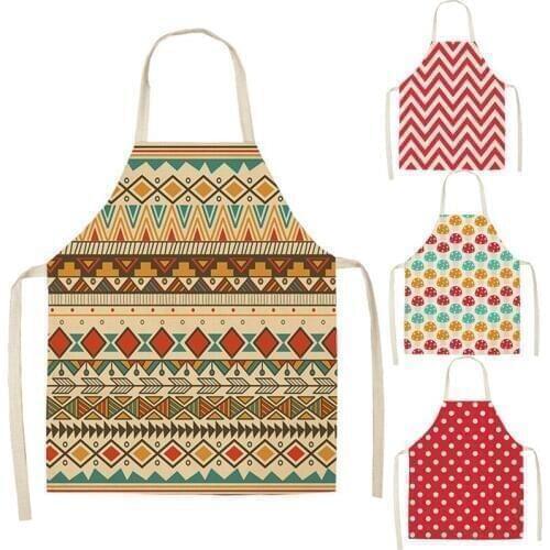 Geometric Aprons Cotton Linen Women Adult Kids Sleeveless Apron Easy Cleaning Home Kitchen Cooking Pinafore фартук