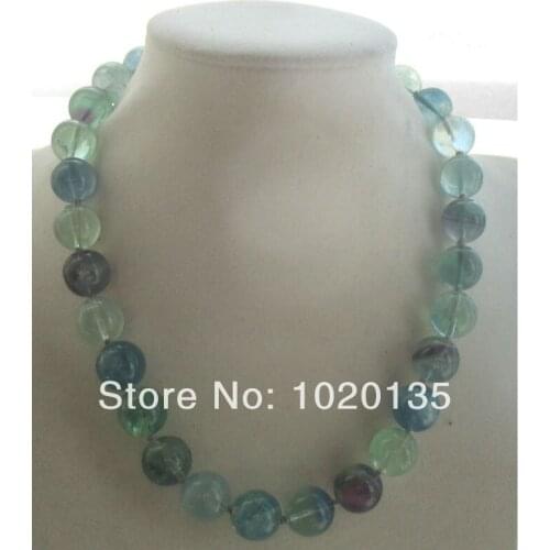 Fluorite round green 8/10/12/14mm necklace 18" nature beads FPPJ wholesale