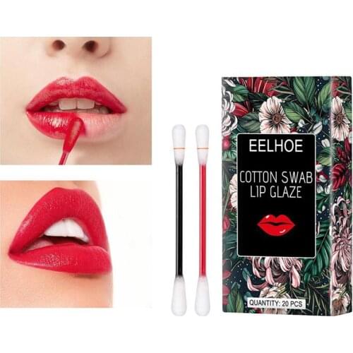 20Pcs/Set Lipstick Cigarette Case Cotton Swab Lipsticks Long Lasting Waterproof Outdoor Portable Cosmetics For Women Lip Glaze