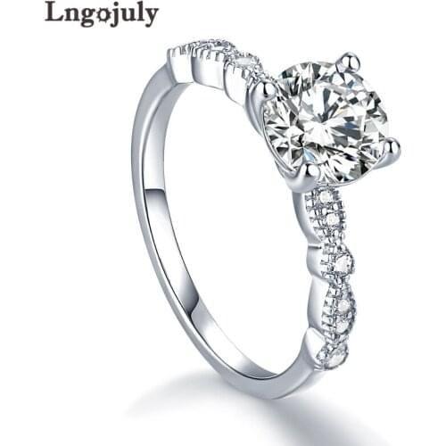 Fine Jewelry Ring For Women Pure 925 Sterling Silver Ring Zirconia Rhinestone Wedding Rings For Bride luxury Jewelry Accessories