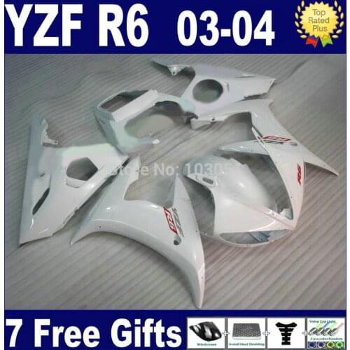 Customize Road race fairings For Yamaha YZF 2003 2004 2005 R6 R YZF R6 03 04 05 plastics gloss white aftermarket fairing kits