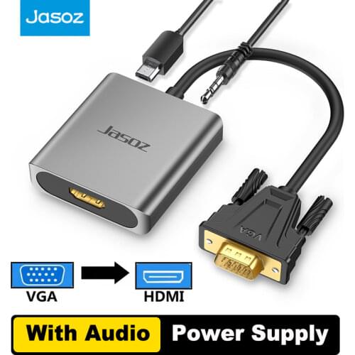 Jasoz VGA to HDMI-compatible Adapter 1080P 60Hz VGA to HDMI Female Analog to Digital Video Audio Converter For HDTV PS4 Laptop