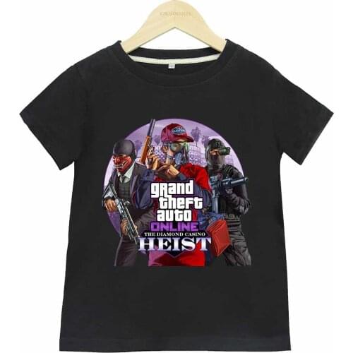 Game GTA printed summer cotton boys and girls sports and leisure short-sleeved T-shirt Kids Clothes Boys 8 To 12