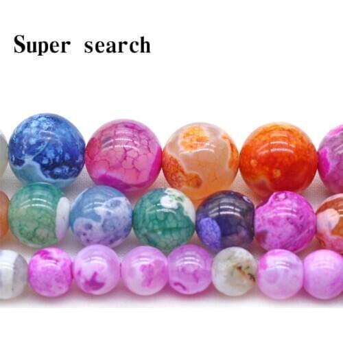 Natural Stone Colorful Fire Agates Round Spacer Wholesale Loose Beads For Jewelry Making 6/8/10mm DIY Bracelets Necklaces 15inch
