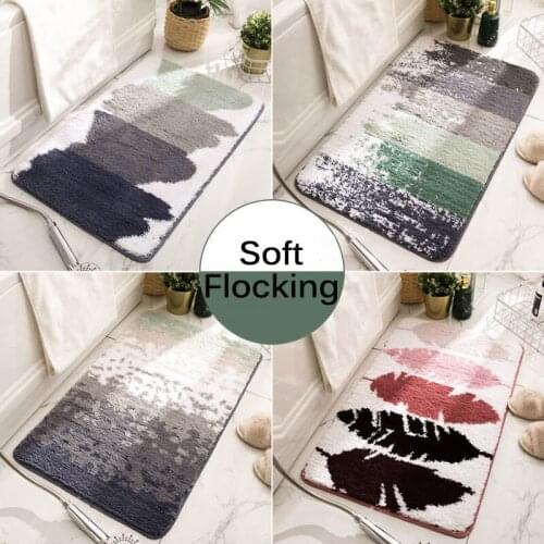 Nordic Bathroom Rugs Soft Cute Non-Slip Toilet Shower Room Absorbent Floor Mat Home Kitchen Flocking Door Carpets om 40x60cm