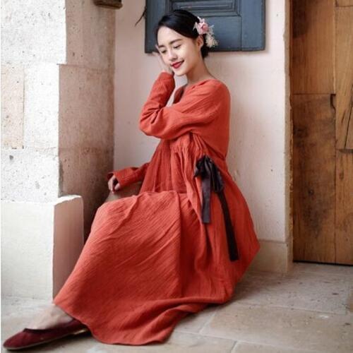 2020 New Autumn women Cotton & linen casual vintage women maxi dress,comfortable soft Spring maxi dress,plus size dress 5xl 6xl