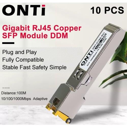 ONTi 10pcs Gigabit RJ45 SFP Module 1000Mbps Copper SFP Transceiver Module Compatible with Cisco/Mikrotik Gigabit Ethernet Switch