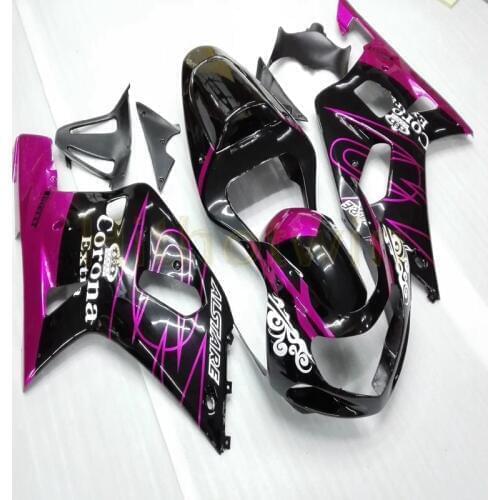 Custom ABS panels For K1 GSX-R600/R750 01-03 GSX R750 GSX R600 2001 2002 2003 Fairing body kit+Bolts+pink flames M2