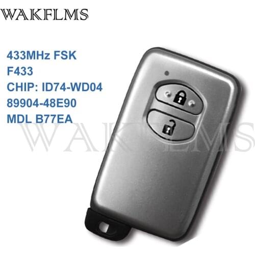 2 Buttons Sliver 433MHz FSK F433 Board ID74-WD04 Smart Remote Key For Toyota Highlander 8 Land Cruiser 200 MDL B77EA 89904-48E90