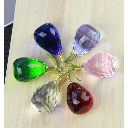 Multiple Colors 44*85mm Crystal Glass 1pc Sun Catcher Feng Shui Crystal Pear Prisms With Gift Boxes For Wedding Home Decoration