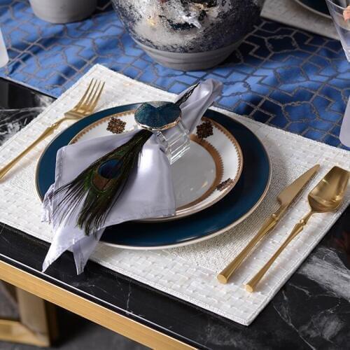 Luxtry Blue Ceramic Dinner Plate Set Steak Dish Dessert Phnom Penh Porcelain Glass Kitchen Utensils Dinnerware Tableware Set