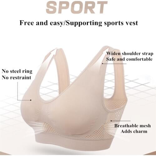 Sports Bra Womens Vest Fitness Running Shockproof Bra Sagging Sleep Bra New Three-piece Mesh Hollow Vent Womens Underwear