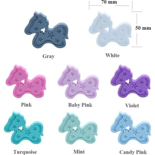 Teeny Teeth 10 PCS Silicone Horse Teether Pendant BPA Free Baby Silicone Accessory DIY Crafts Baby Teether Toys Horse Pendant