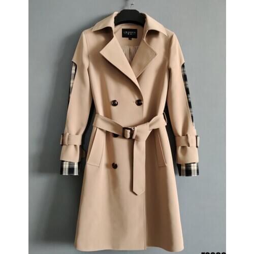 Hollow out pinge sleeve trench coat for women long sleeves coats womens overcoat woman spring ladies autumn european