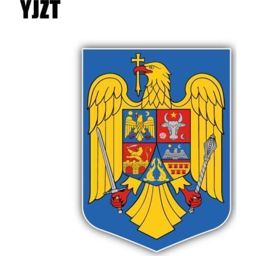 YJZT 8CM*10.8CM Creative Romania Coat Of Arms Car Sticker Reflective Decal 6-1494