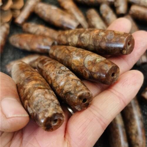 Law Conch Dzi Beads Million Years Snail Fossil Barrel Bead Pendant DIY Accessories Red Law Conch Dzi Beads