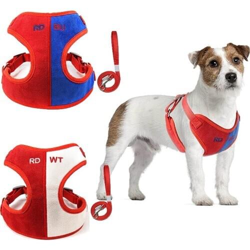 Dog Vest Harness Leash Set Dog Collar Adjustable Vest Walking Soft Breathable Collar Pet Accessories For Chihuahua Pug Bulldog