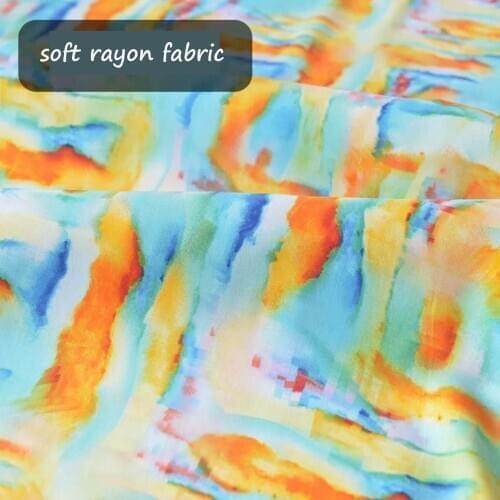 100cm*140cm painting design dresses fabric soft sewing material rayon poplin