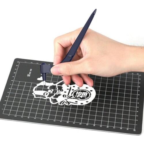 1 Set Craft Engraving Pen Sharp Blades Cutting Mat Paper Cutter 360-Degree Rotating Stainless Steel Leathercraft Carving