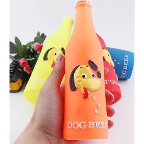 1PCS New Fashion Dog Toys Silicone Beer Bottle Brother Dog Pattern Puppy Pet Play Chew Squeaky Toys for Dogs Cats Pets Supplies