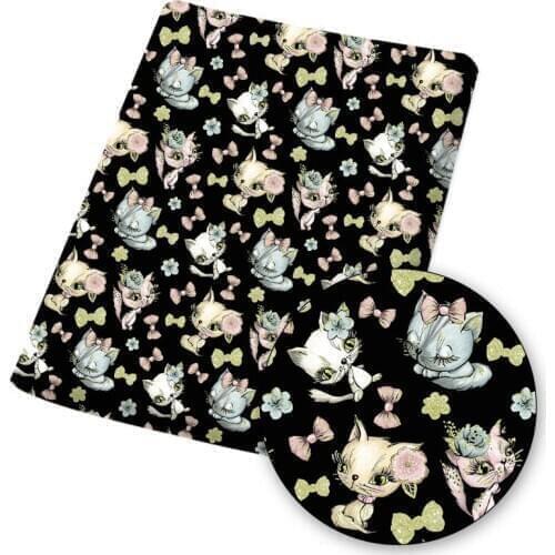 Polyester Cotton Fabric Oil Style Painting Cat Dog Cloth Sheets Home Textile Garment Sewing Material Crafts Making 45*145cm 1pc