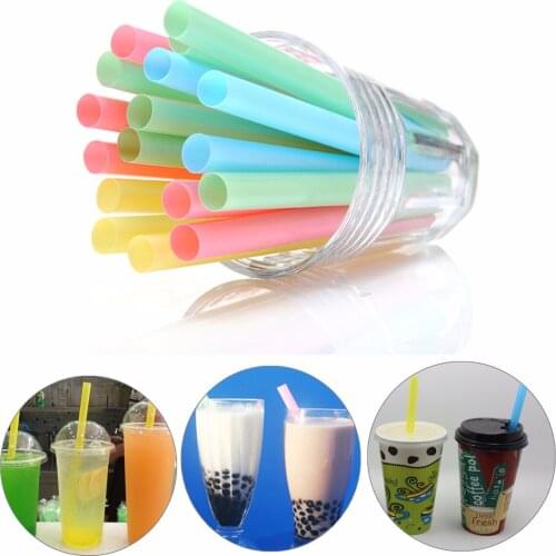 100 pieces of large beverage straw color matching pearl bubble milk tea smoothie party plastic 15cm x 1cm bar accessories
