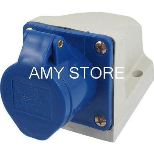 16A 2P+E IEC309-2 Industrial Panel Mount Socket Connector Blue White