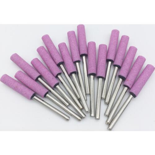 20pcs Chain Saw Stone Cylinder Shape 3mm Shank 6mm Head Dia Grinding Wheel Stone Dremel Rotary Tools