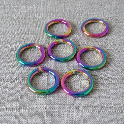20Pcs/Lot Rainbow Metal O Rings Clasp Buckle Belt Loop For Leather Bag Dog Pet Harness Collar Sewing Garment DIY Accessories