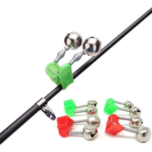 5 PCS Fishing Rod Alarm Dual Alert Bells Fishing Bells Ring Bite Alarm Fishing Accessory on Fishing Rod Green Red