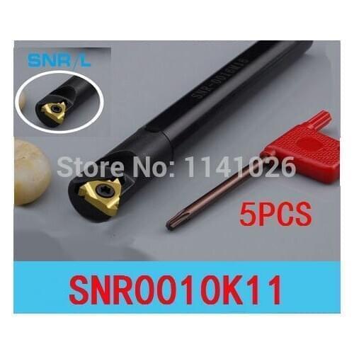 Free Shipping 5PCS SNR0010K11 CNC Internal Turning Tools Carbide Insert For Threading Tool Lathe Machine Turning Tool Set Holder