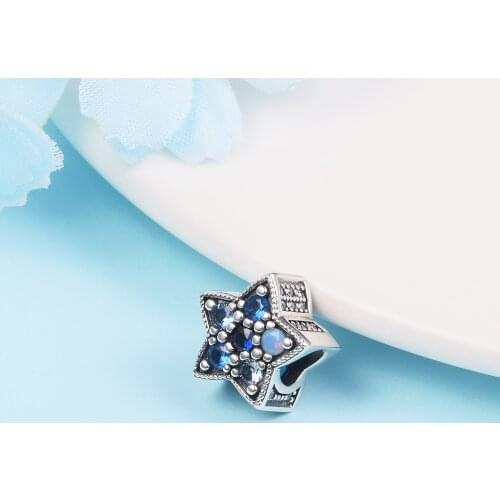 Fit Pandora Bracelet Necklace DIY Beads Jewelry Bright Star Charm S925 Silver With Multi Colored Crystals Women Gift 02635