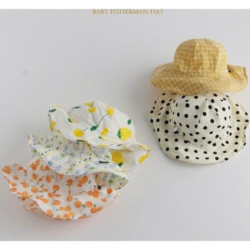 Baby Fisherman Hat for Baby Girl Cute Baby Cartoon Outdoor Caps Summer Beach Cap for Boys Infants Cotton Print Hat Sunshade Caps