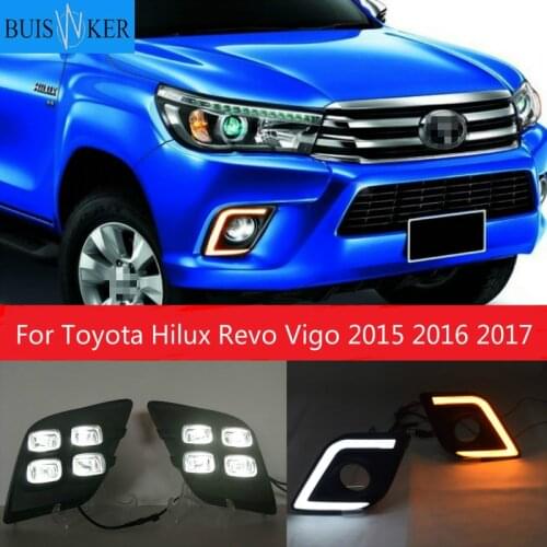 2PCS For Toyota Hilux Revo Vigo 2015 2016 2017 LED DRL Daytime Running Lights Daylight Fog Lamp Decoration Signal Lamp