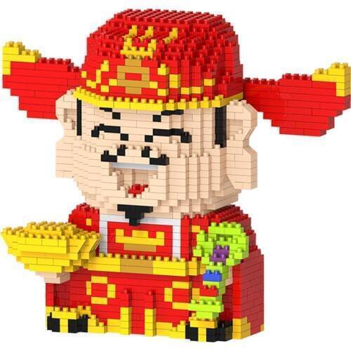 HC Magic Blocks Chinese Character The God of Wealth Building Bricks Fortune Cat Model Adults Toys Man Brinquedos Lovely Gifts