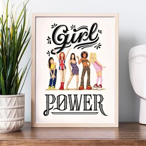 Canvas Painting Girl Power Music Poster and Print 90s Spice Girls Fun Pop Sporty Feminist Wall Art Picture for Girl Room Decor