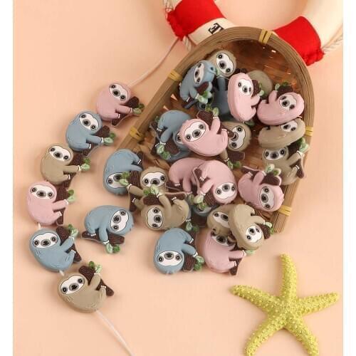 Kovict 10pc/Lot Mini New Sloth Silicone Beads Baby Dummy Cartoon Pacifier Toy Accessories