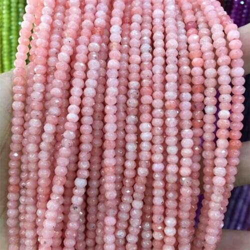 3*4MM Faceted Natural Stone Spacer Green Red Coffee Blue Grey Rondelle Beads for Needlework Women Diy Accessories Loose Beads