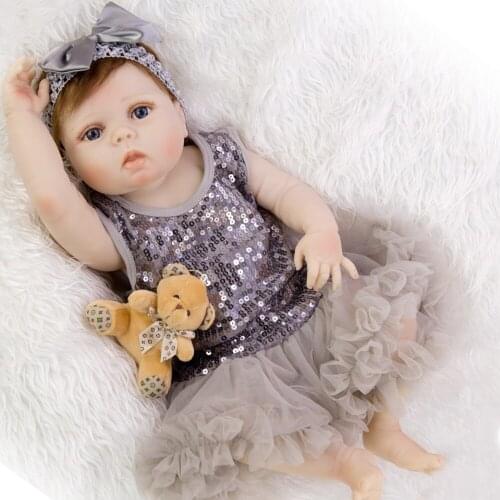 NPKDOLL 55cm Full Silicone Body Reborn Baby Doll Toy Like Real 22inch Newborn Girl Princess Bebe toddler reborn l.o.l doll gifts
