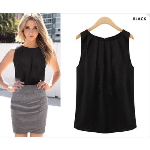 Hot new chiffon top singlet bottom popular sleeveless round collar pullover vest 2pcs/lot