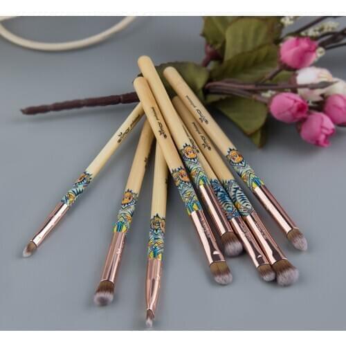 Anmor 8 PCS Makeup Brushes Set Bamboo Handle Eyeshadow Blending Eyeliner Eyebrow Lip Make Up Brush Portable Cosmetic Kit Tools