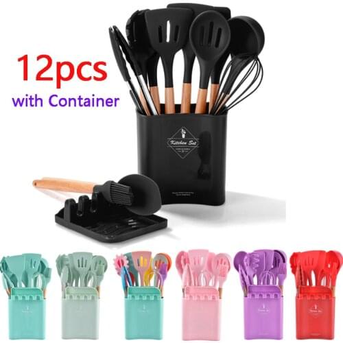 Silicone Kitchen Utensil Set Non-Stick Heat Resistant Kitchen Cooking Baking Tools Gadget Kitchenware Spoon Spatula Set BPA Free